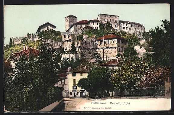 Cartoline postali: AK Bellinzona, Castello d'Uri – Usato da Berlin venduto da bartko-reher