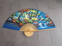 Handbemalter Fächer Asien 90 cm hoch, neu!