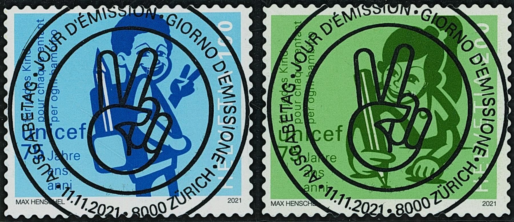 Tutti i francobolli: 2021 - Unicef - Ersttag Voll Stempel ET – Usato da Schindellegi venduto da leecollect