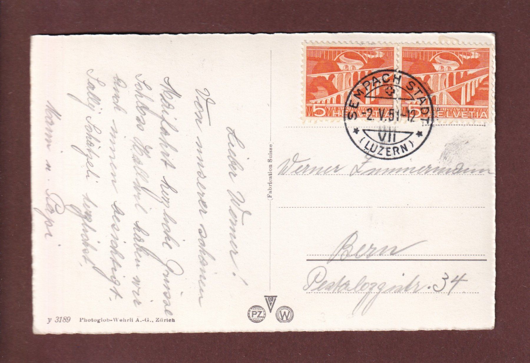 Cartoline postali: SCHLOSS HALLWIL - 1951 – Usato da Pully venduto da nicecards 1