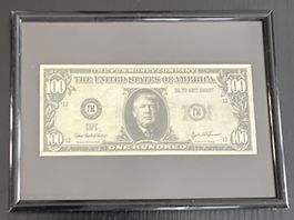 Donald Trump 100US Dollars ungefaltet gerahmt Note Facsimile