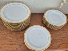 Assiettes porcelaine de Limoges double dorure C16