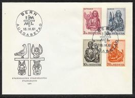 1961, 381-384, Serie auf illustriertem + unadr. FDC (15882)