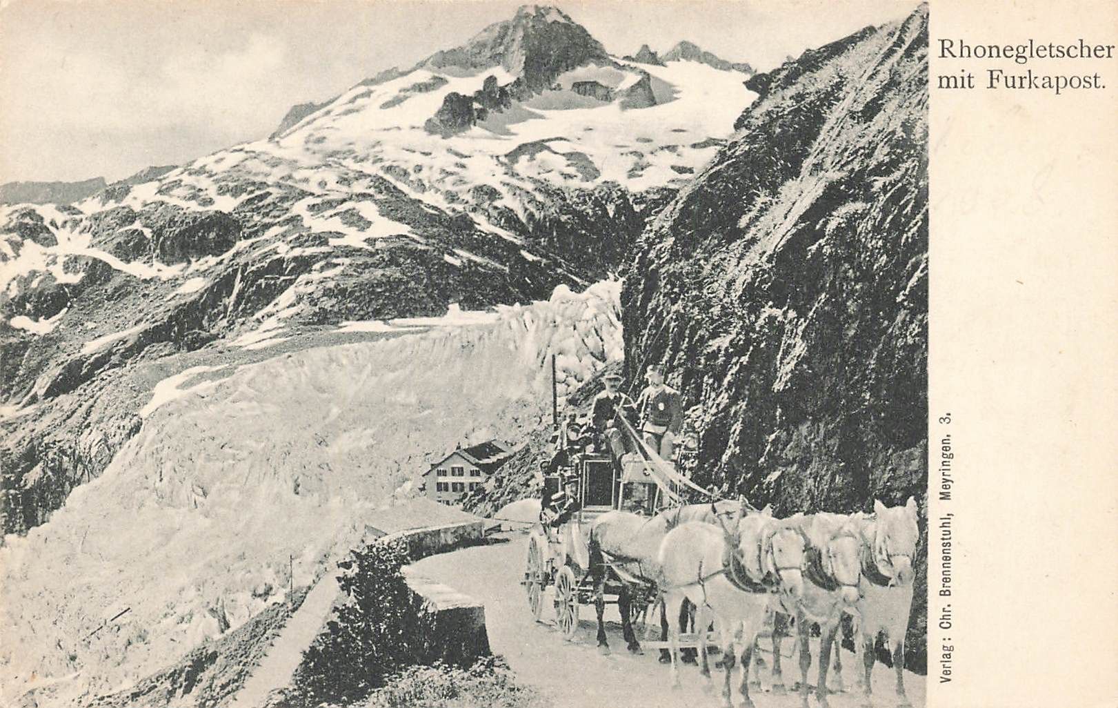 Ansichtskarten: Rhonegletscher mit Furkapost – Gebraucht aus Biasca von Blenio71