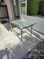 Moderner Gartentisch Glas & Chrom ausziehbar