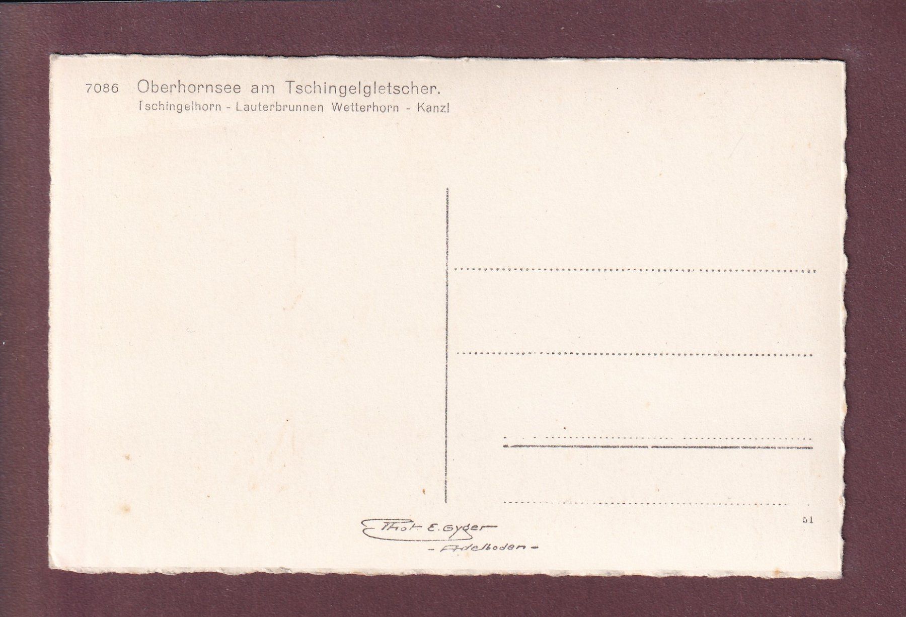 Cartoline postali: OBERHORNSEE - TSCHINGELGLETSCHER – Usato da Pully venduto da nicecards 1