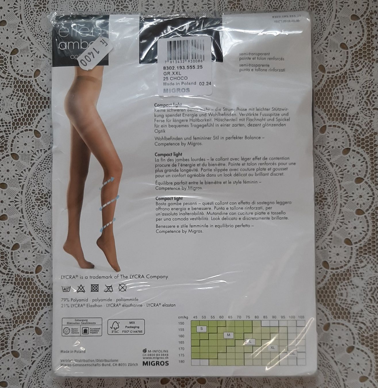 Ellen Amber Calze & Collant: Ellen Amber Compact Light Strumpfhose 40den Gr.XXL Choco – Nuovo e nell'imballaggio originale da Amriswil venduto da Celini3 1