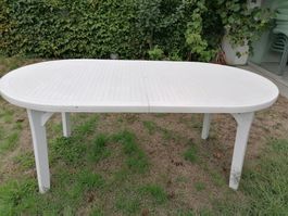 Gartentisch ausziehbar, Kunststoff, oval, für Terrasse