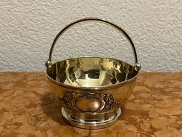 Antikes Silberkörbchen 875 SL vergoldet Rosenrelief S Objek