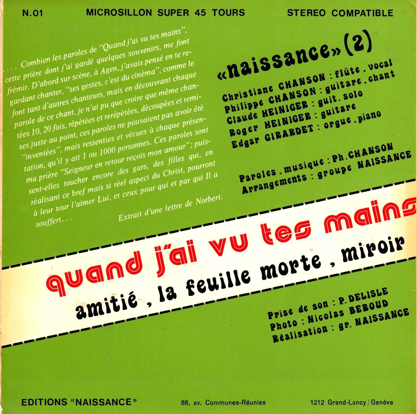 Dischi in vinile: Group Naissance Vinyl EP von 1970 – Usato da Volketswil venduto da Abcrecords 1