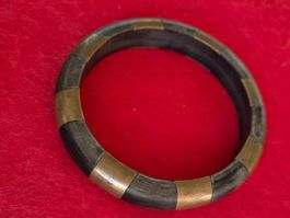 Vintage Horn & Messing  Armreif Chunky Bangle, S-M, 32g