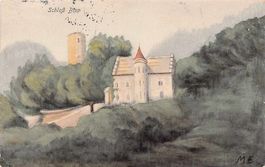Schloss Bipp, Künstlerkarte, gelaufen 1923