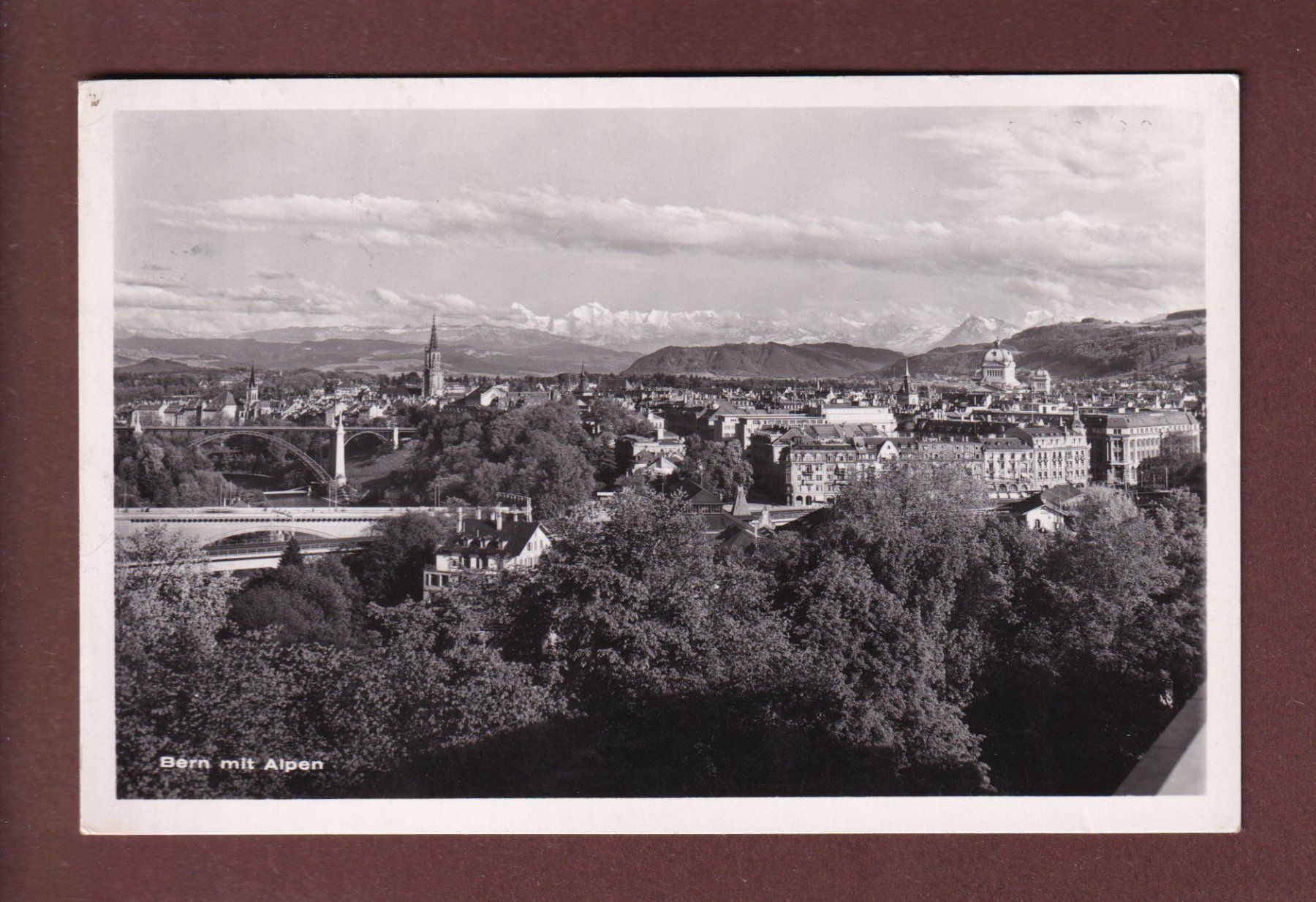 Ansichtskarten: BERN mit Alpen - 1943 – Gebraucht aus Pully von nicecards-shop