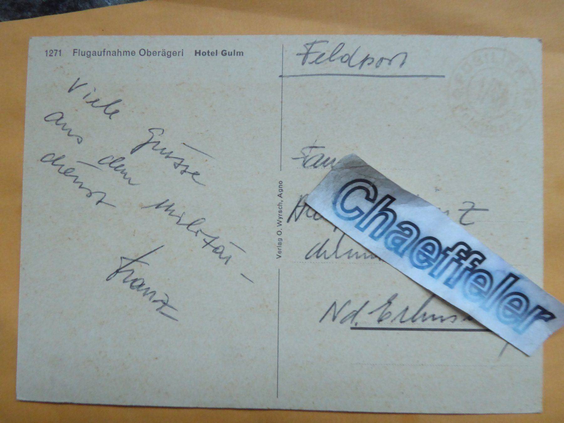 Cartoline postali: 1271 Fliegeraufnahme Oberägeri - Feldpost – Usato da Zürich venduto da Chaeffeler 1
