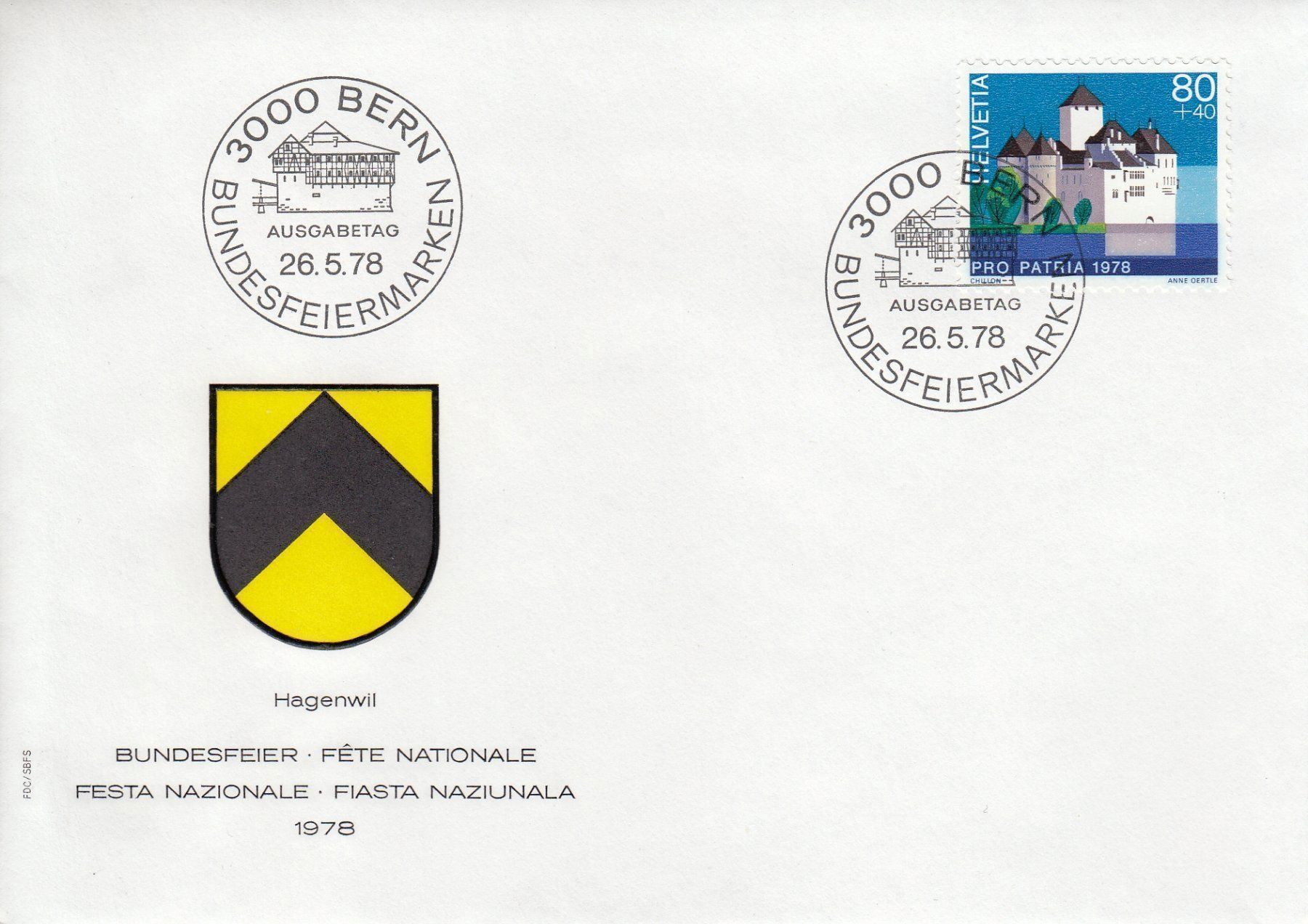 Tutti i francobolli: Pro Patria 1978 4 FDC – Usato da Spreitenbach venduto da Mustang_1105 3