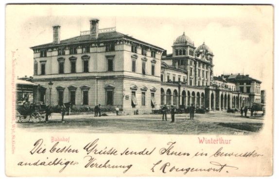 Cartes postales: Relief-AK Winterthur, Bahnhof mit Kutsch – D'occasion à Berlin par bartko-reher