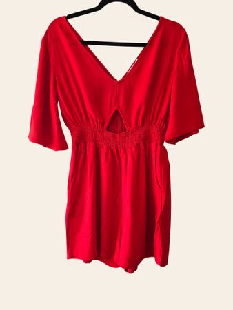 NA-KD Playsuit Gr. 36 – Rot Viskose Jumpsuit Cut-Out 