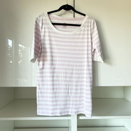 Bogner: Streifenshirt, Lila/Weiss, Gr. 36