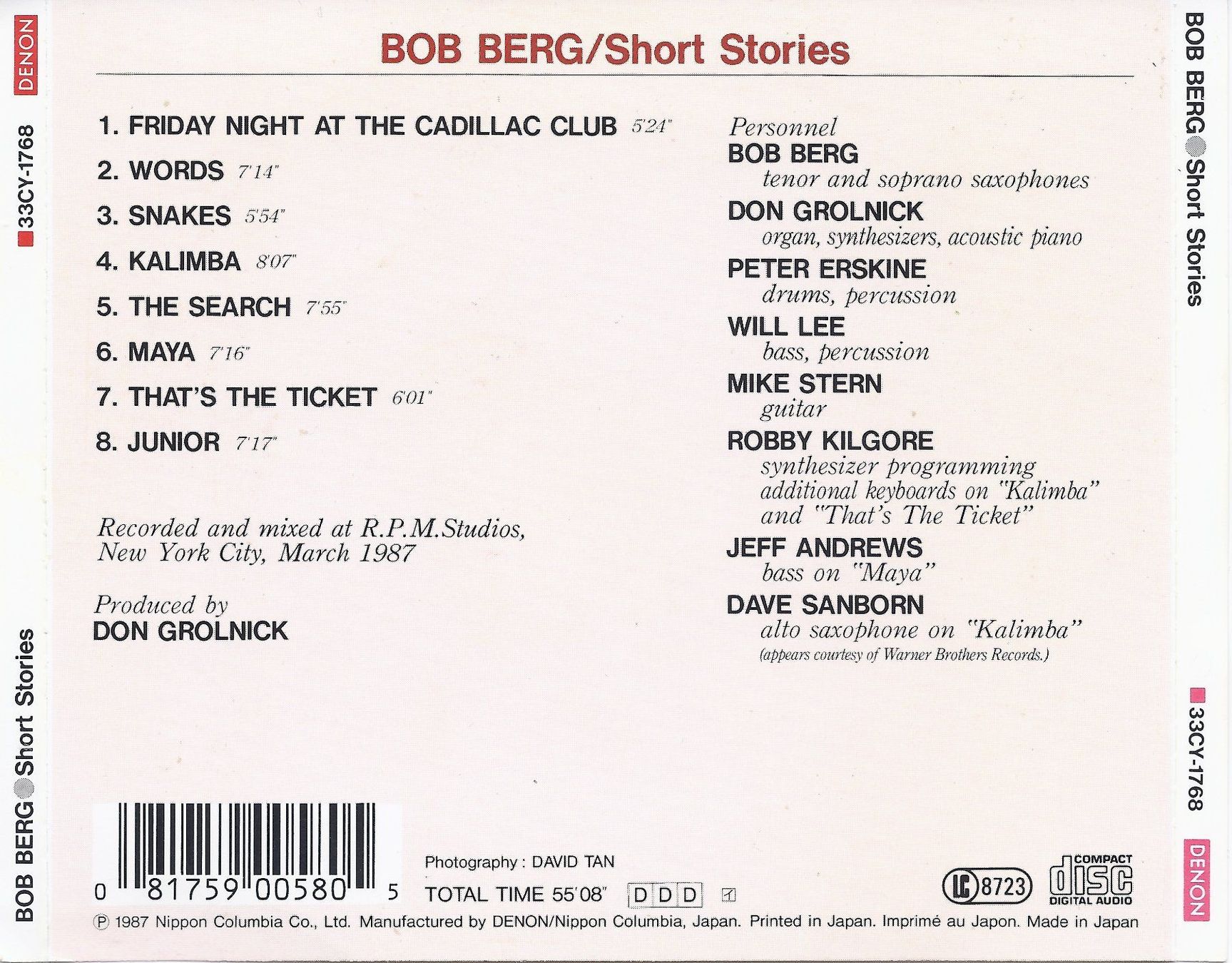 CD: Bob Berg - Short Stories – Usato da Steinhausen venduto da rasuni 2