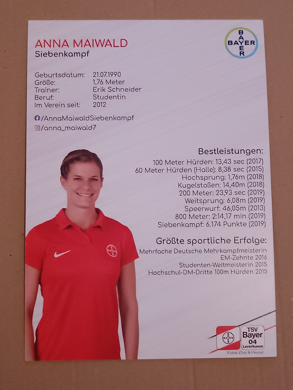 Autografi: Anna Maiwald - Leichtathletik - original signiert – Usato da Menziken venduto da Autogramme 1