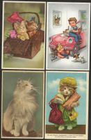 4x Katzenkarte 1957 uralte Katze Katzen Karte vermenschlicht