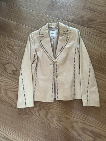 MNG Beige Leather Jacket - Size 36 - Excellent Condition