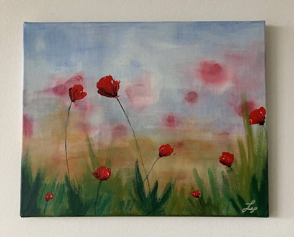Dipinti: Handgemaltes Acrylbild, Mohnblumen – Usato da Bellach venduto da lia_26tj