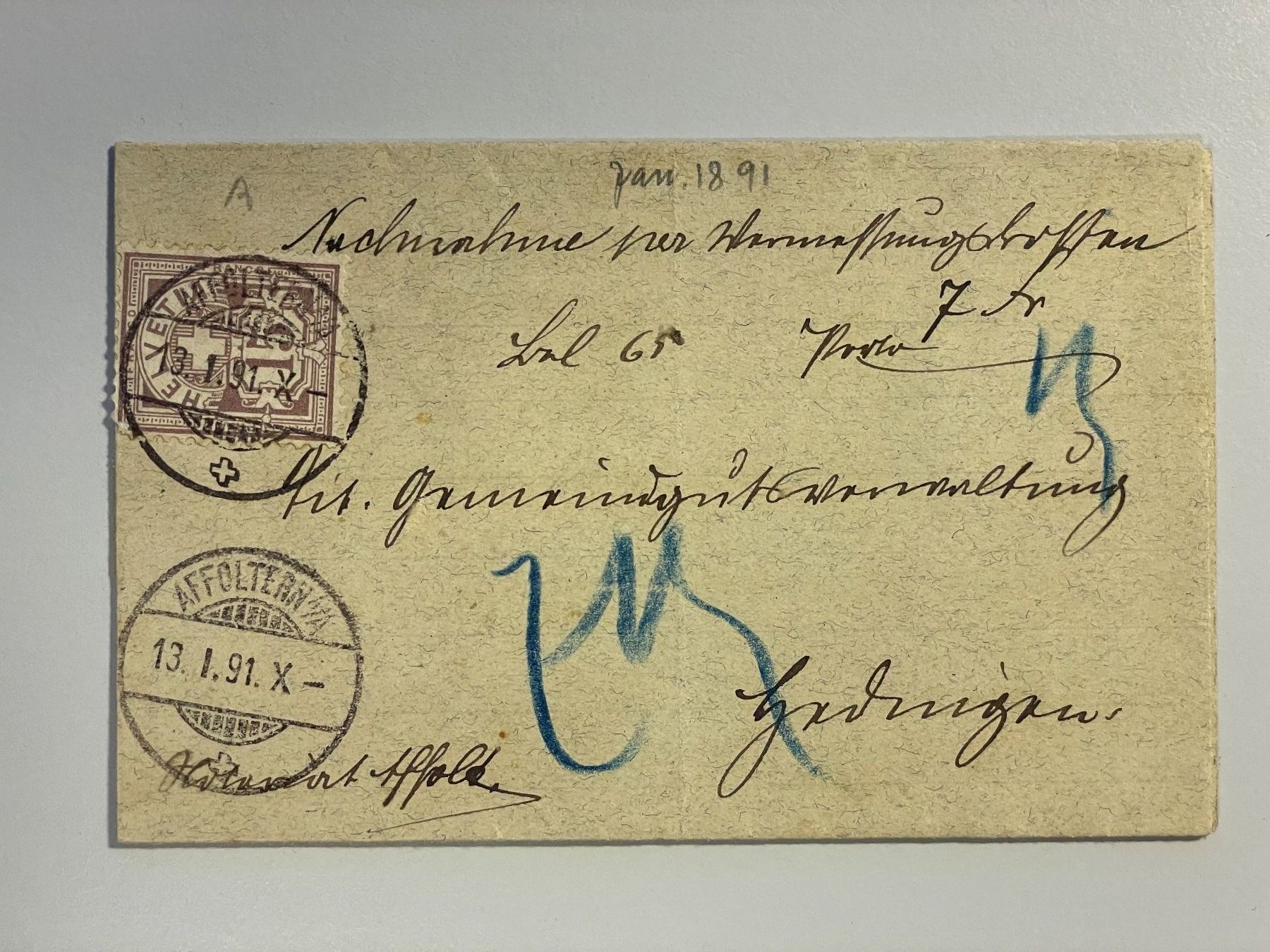 Tutti i francobolli: Brief 1891 Affoltern, Ziffermuster 15Rp. – Usato da Küssnacht am Rigi venduto da mic_xr8d