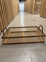 Tablett Rattan Holz mit Griffen rechteckig, wie neu