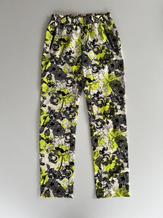Guess Damenhose Gr. XS – auffälliges Blumenmuster Neon Gelb