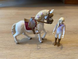 Schleich Pferd mit Reiterin weiss