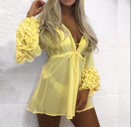 Strandkleid Cover Up in Gelb Gr M