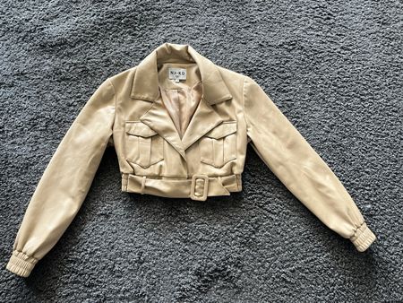 NA-KD Kunstlederjacke beige Grösse 32