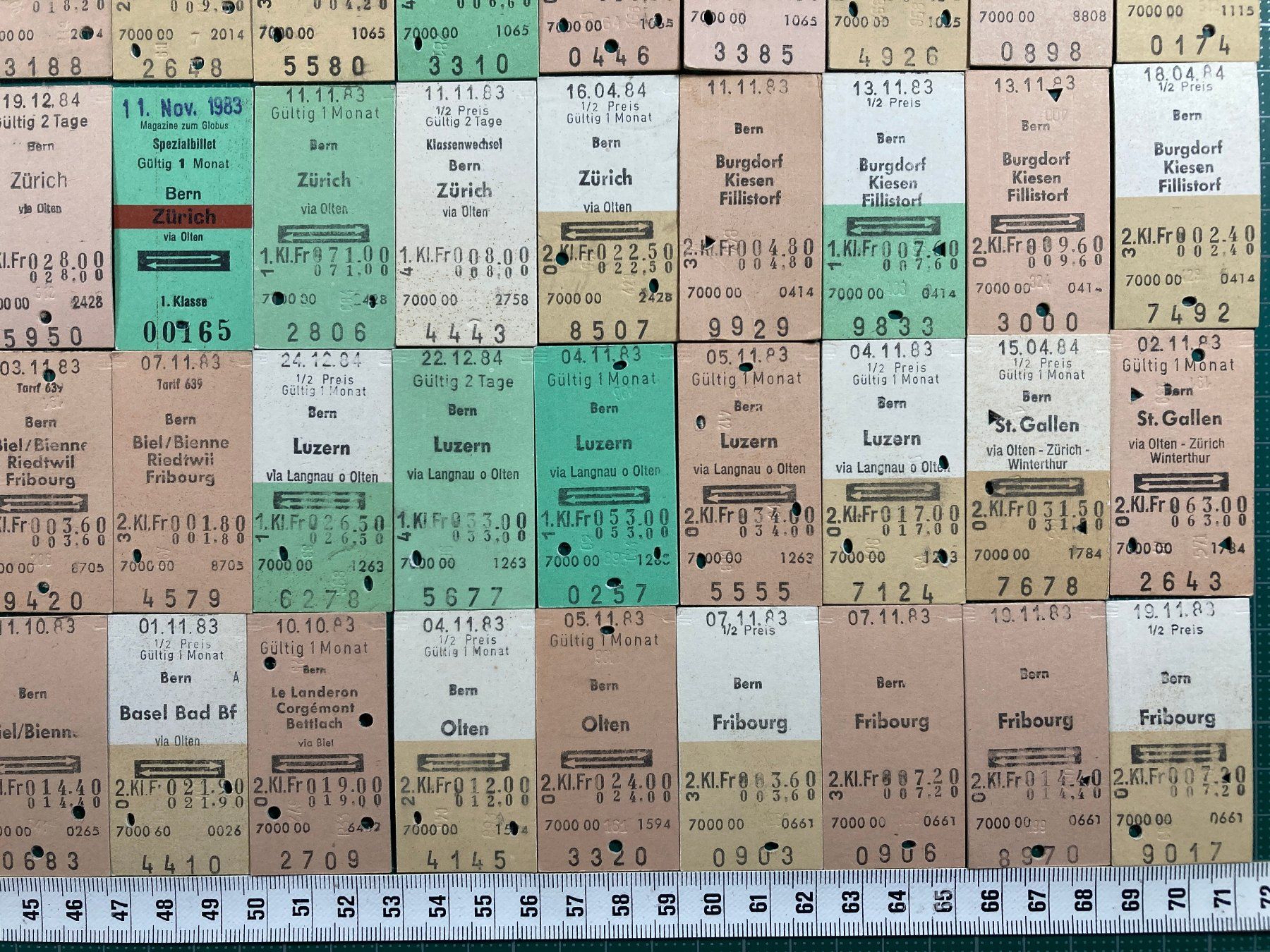 Biglietti: BERN, 120 verschiedene Bahn Billette, SBB, 1983, 1984 – Usato da Lenzburg venduto da fh1 7