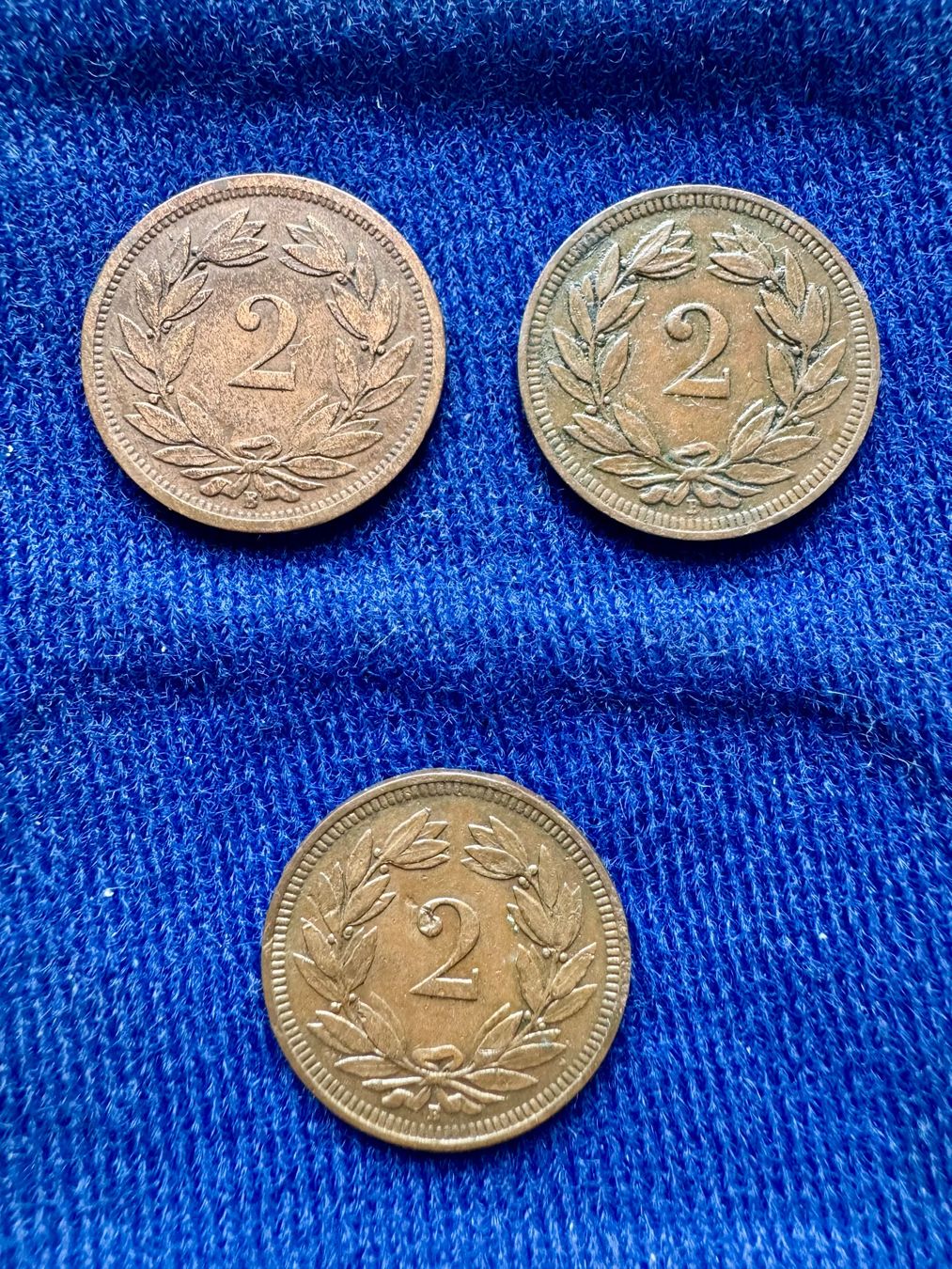 Tutti le monete: 2 Rappen Lot 1875 1893 1910 – Usato da Waldstatt venduto da Mucu 1
