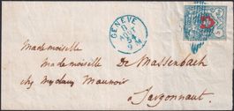 GENEVE 1854, selten schöner Rayon-Brief mit RI T.19 C2-RO