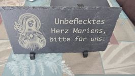 Schieferplatte Unbeflecktes Herz Mariens - Handgemacht