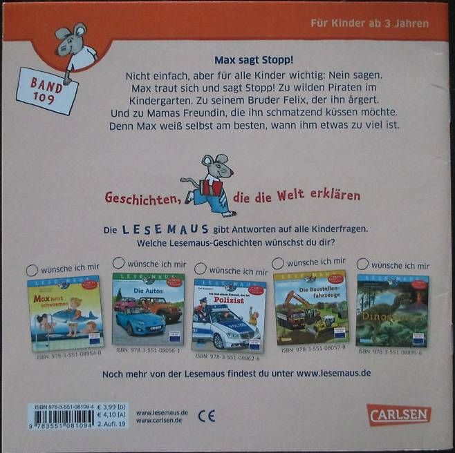 Bücher: Kinderbuch Lesemaus - Max sagt Stop – Gebraucht aus Eggersriet von pulse03 1