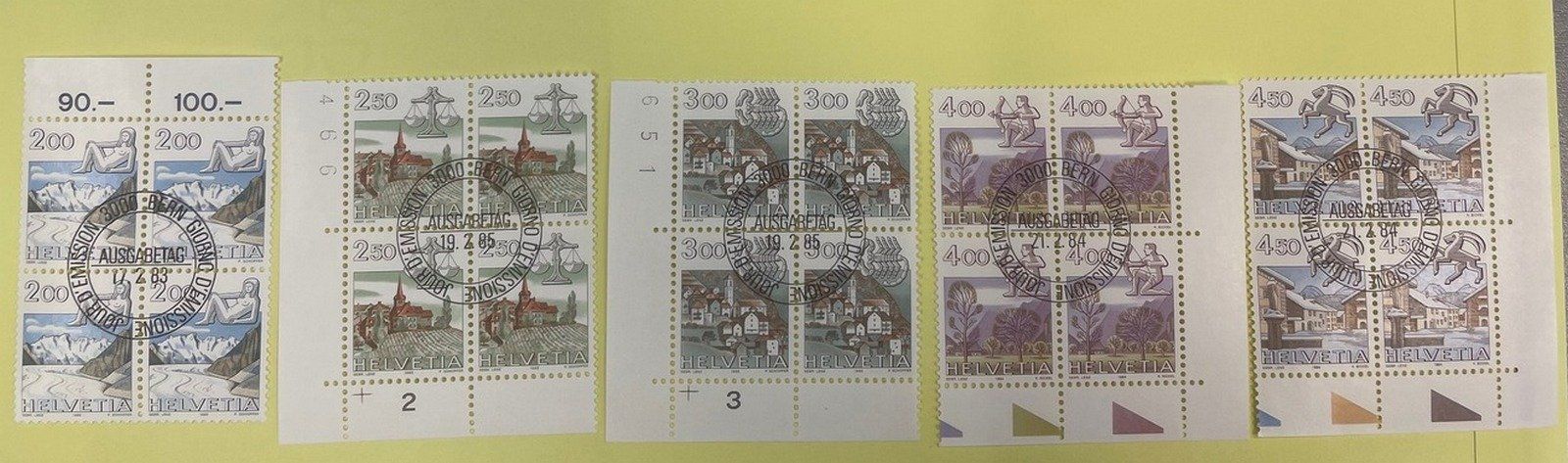 Tutti i francobolli: 1982-86 Tierkreiszeichen ET Serien Viererblocks/Einzelm. – Usato da Sirnach venduto da Melisangi 3