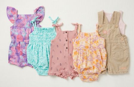 Baby Sommer Kleiderpaket Strampler Lila Rosa Türkis 68/74