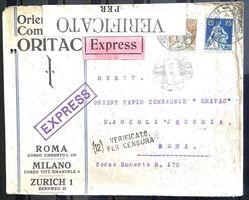 1915 Zensur - Brief Express Zürich nach Rom