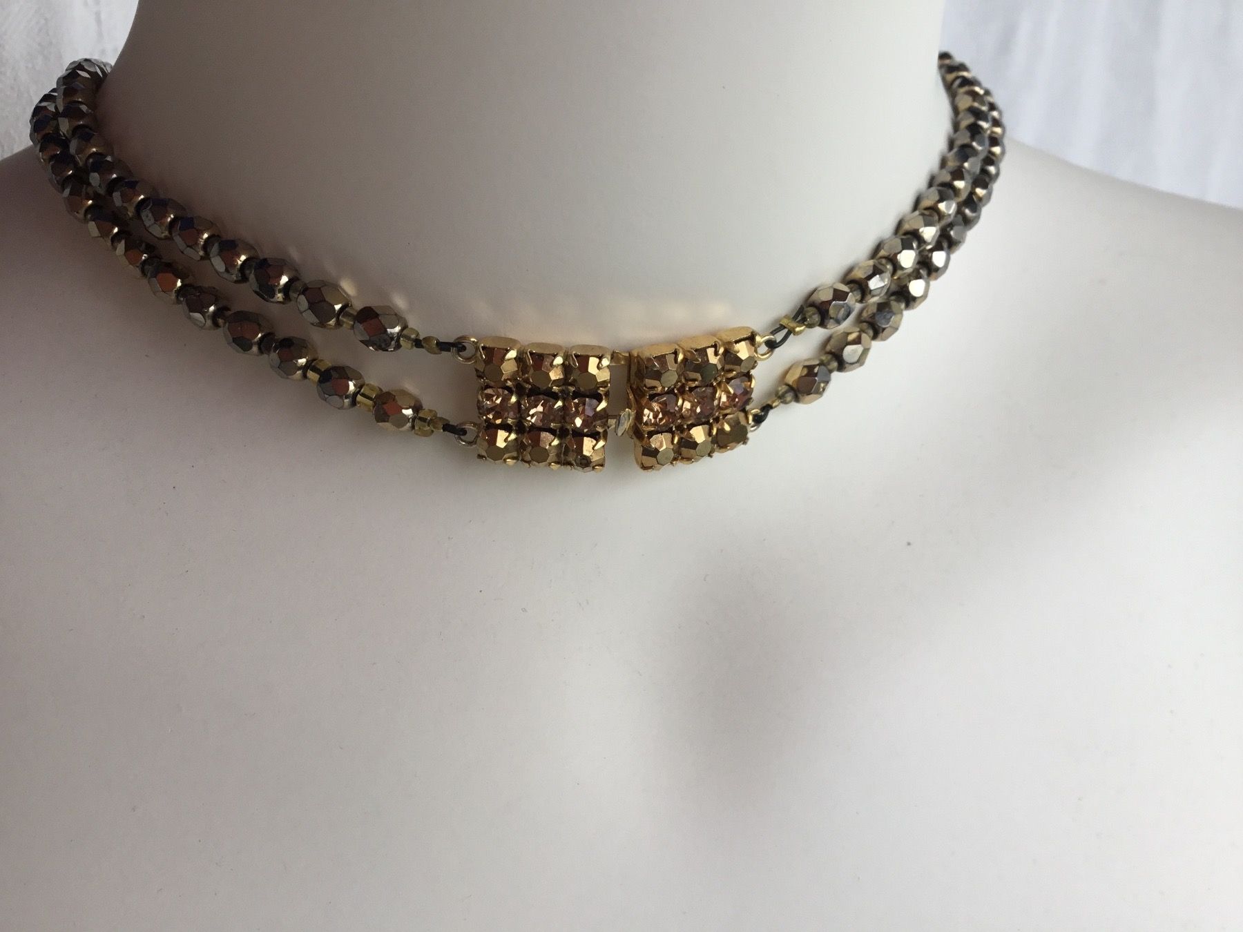 Catenine: Antike doppelte Gold- Glasglitzerkette – Usato da St. Gallen venduto da chamilla 1
