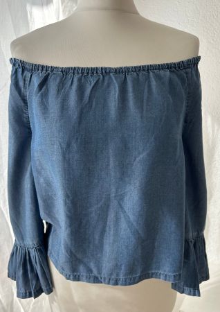 H&M schulterfreie Denim Bluse, Top, Oberteil, S - M, 36 - 48
