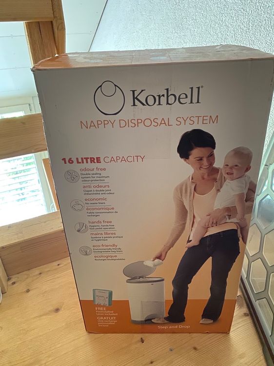 Korbell Windeleimer 9L Mit Nachfüllpack - Geruchsicherer Windelbehälter
