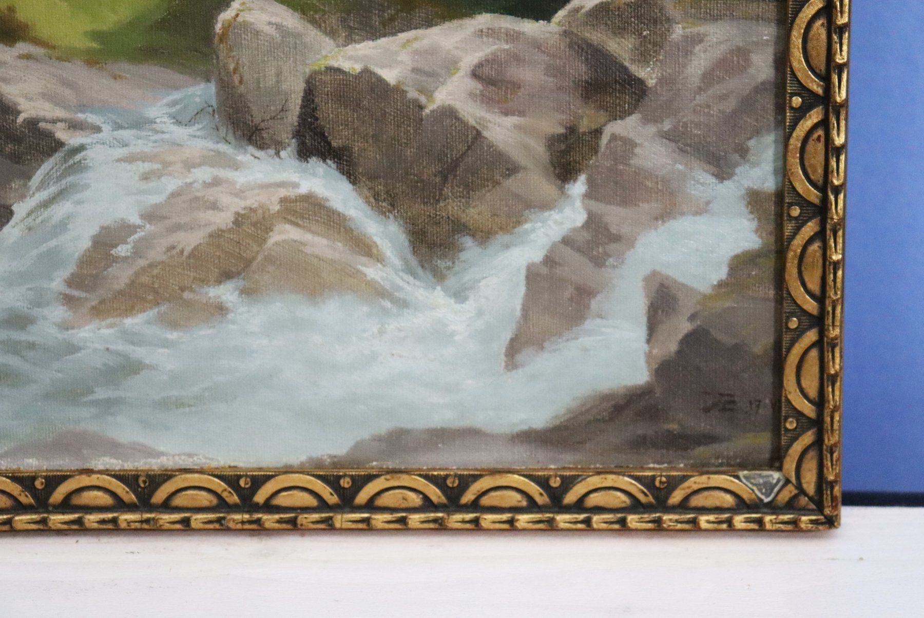 Tableaux: Wildbach, Oel auf Karton, rechts unleserlich monogrammiert – Neuf (Voir description) à Zug par Kunst-Fundgrube 7