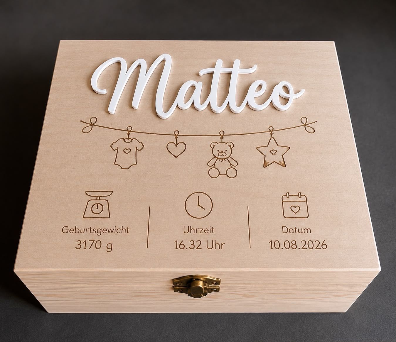Schmuckkästen: Erinnerungsbox Holzbox personalisiert – Neu und originalverpackt aus Höfen b. Thun von little_unicates