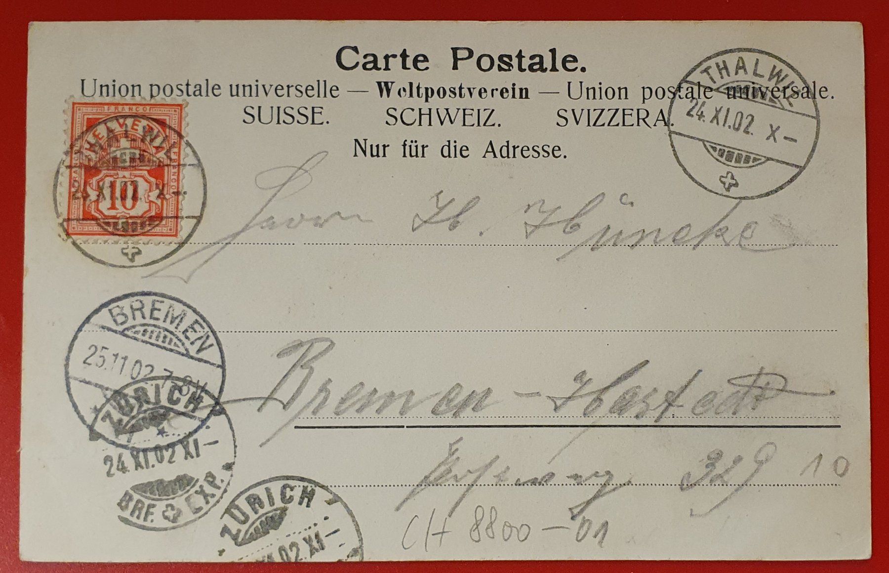 Cartoline postali: Gruss aus Thalwil 1902 – Usato da Kreuzlingen venduto da Rschweiz1 1
