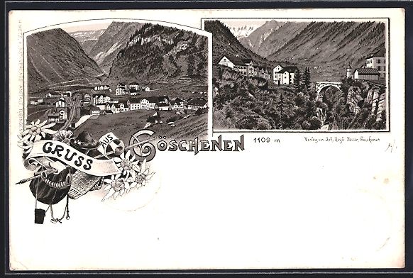 Cartes postales: Vorläufer-Lithographie Göschenen, 1895 – D'occasion à Berlin par bartko-reher