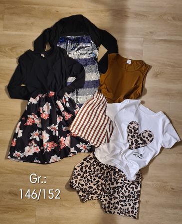 Kleiderpaket mit glitzerndem Partykleid mit Bolero, Gr. 146/