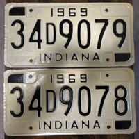 🇺🇸 2x Paar U.S. Autoschild, Indiana 34D9079 - ORIGINAL